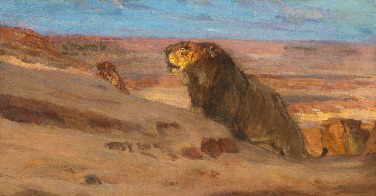 Leeuwen in de woestijn door Henry Ossawa Tanner