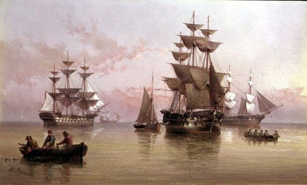 Avond scheepsscène door Henry Redmore