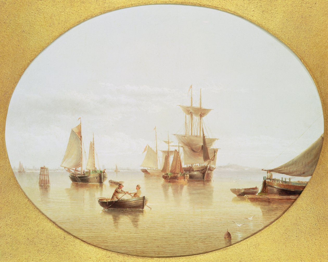 Haven Scène - Roeien naar de Oever door Henry Redmore