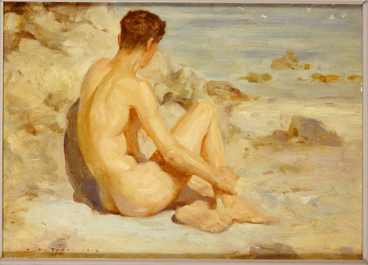 Jongen op een strand door Henry Scott Tuke