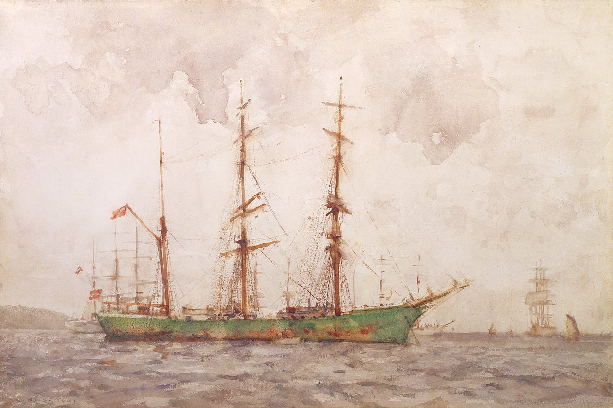 Deense Bark, Haven van Falmouth door Henry Scott Tuke