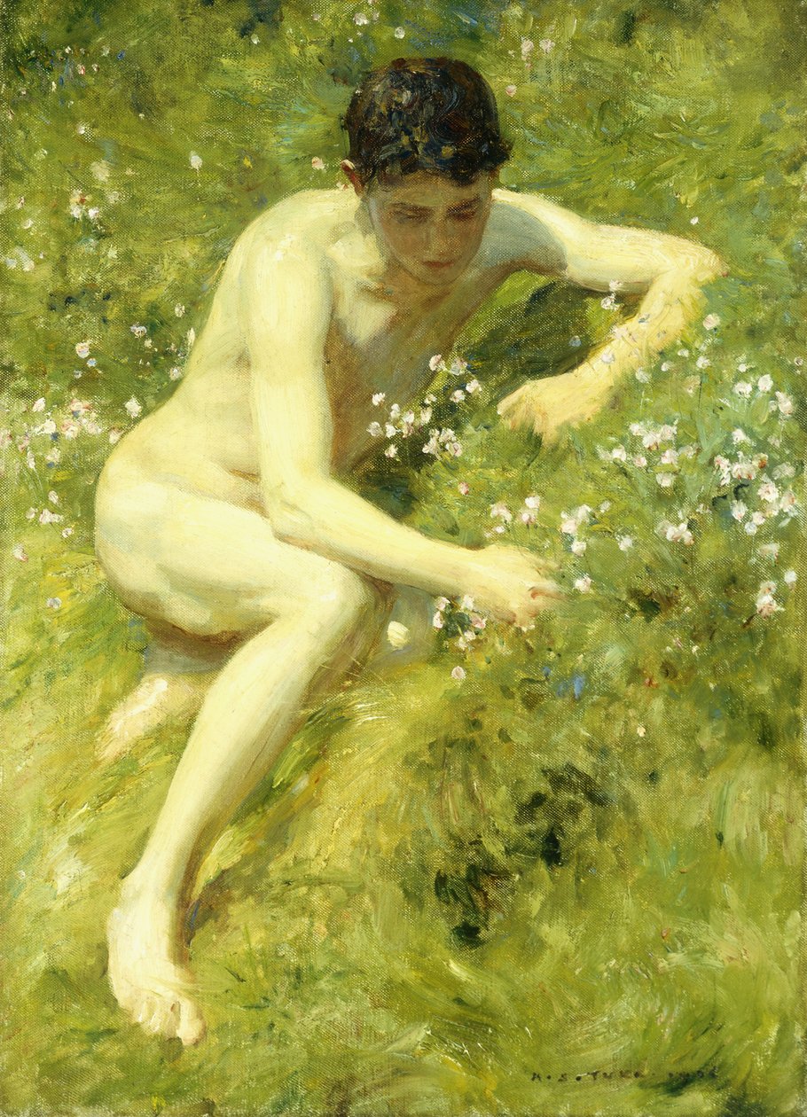 In de weide, 1906 door Henry Scott Tuke