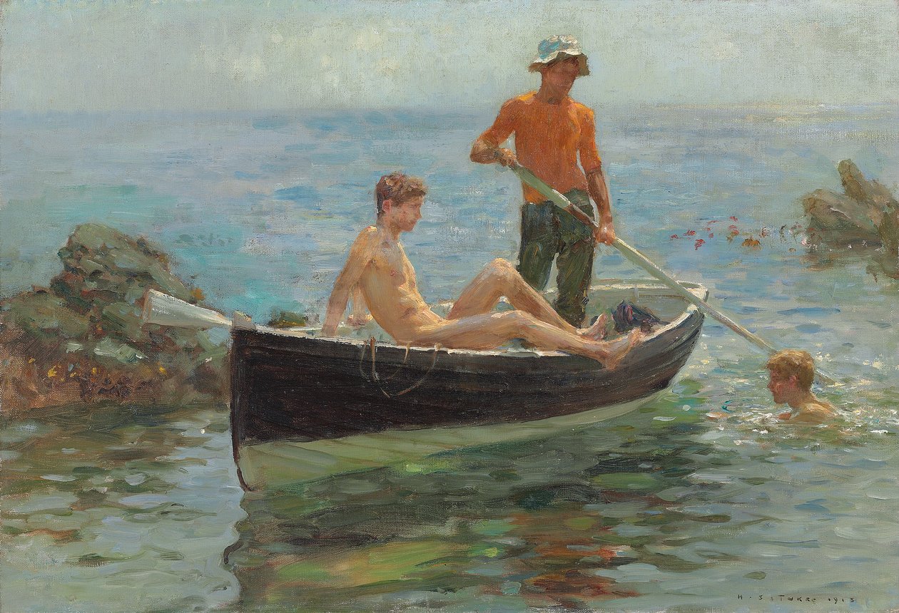 Het oranje tricot, 1913 door Henry Scott Tuke