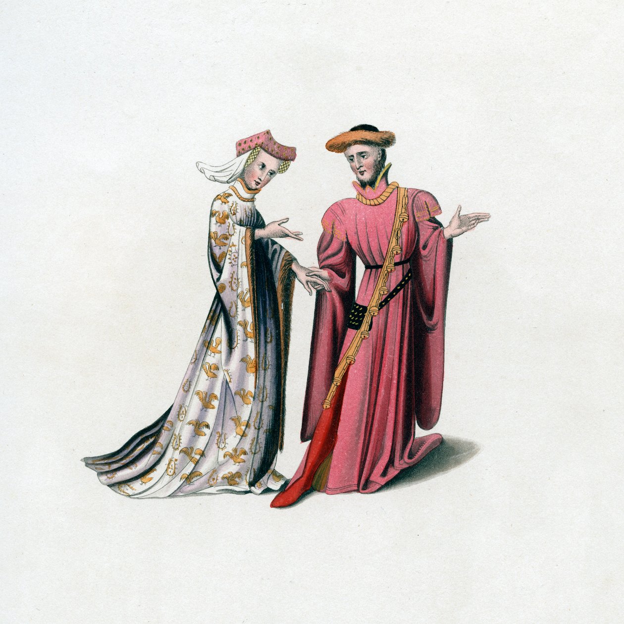 Hofkleding, 14e eeuw, 1843 door Henry Shaw