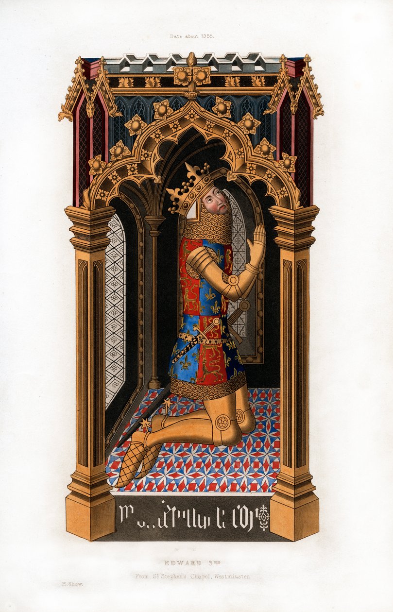 Edward III, c1355, 1843 door Henry Shaw