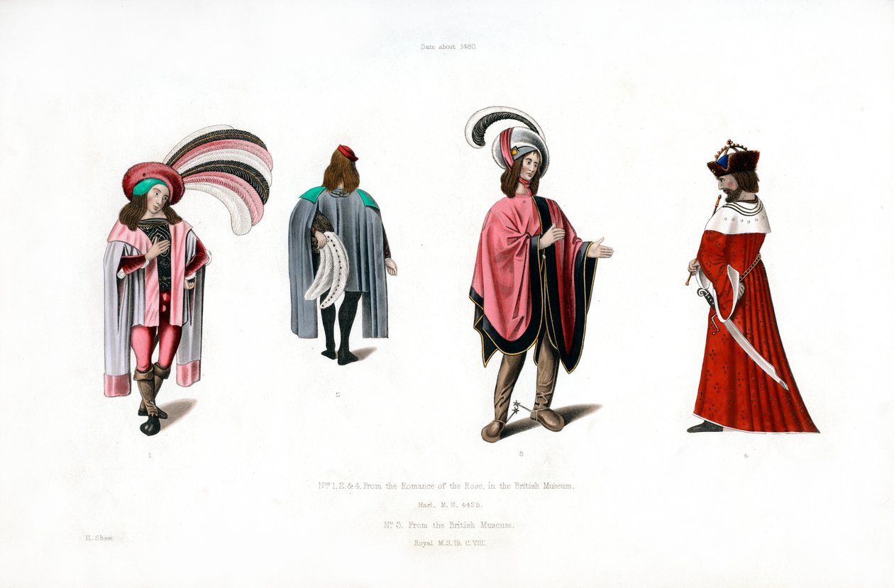 Mannelijke kleding, ca. 1480, 1843 door Henry Shaw