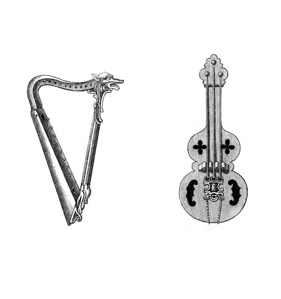Muziekinstrumenten, 12e eeuw, 1843 door Henry Shaw