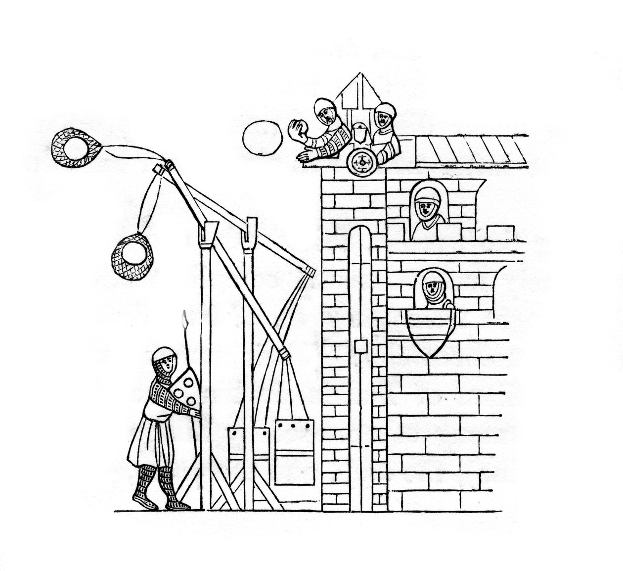 Belegeringsmachine, ca. 1260, 1843 door Henry Shaw
