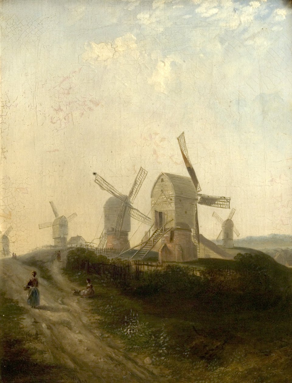 Windmolens in Nottingham Forest, 1847 door Henry Smyth