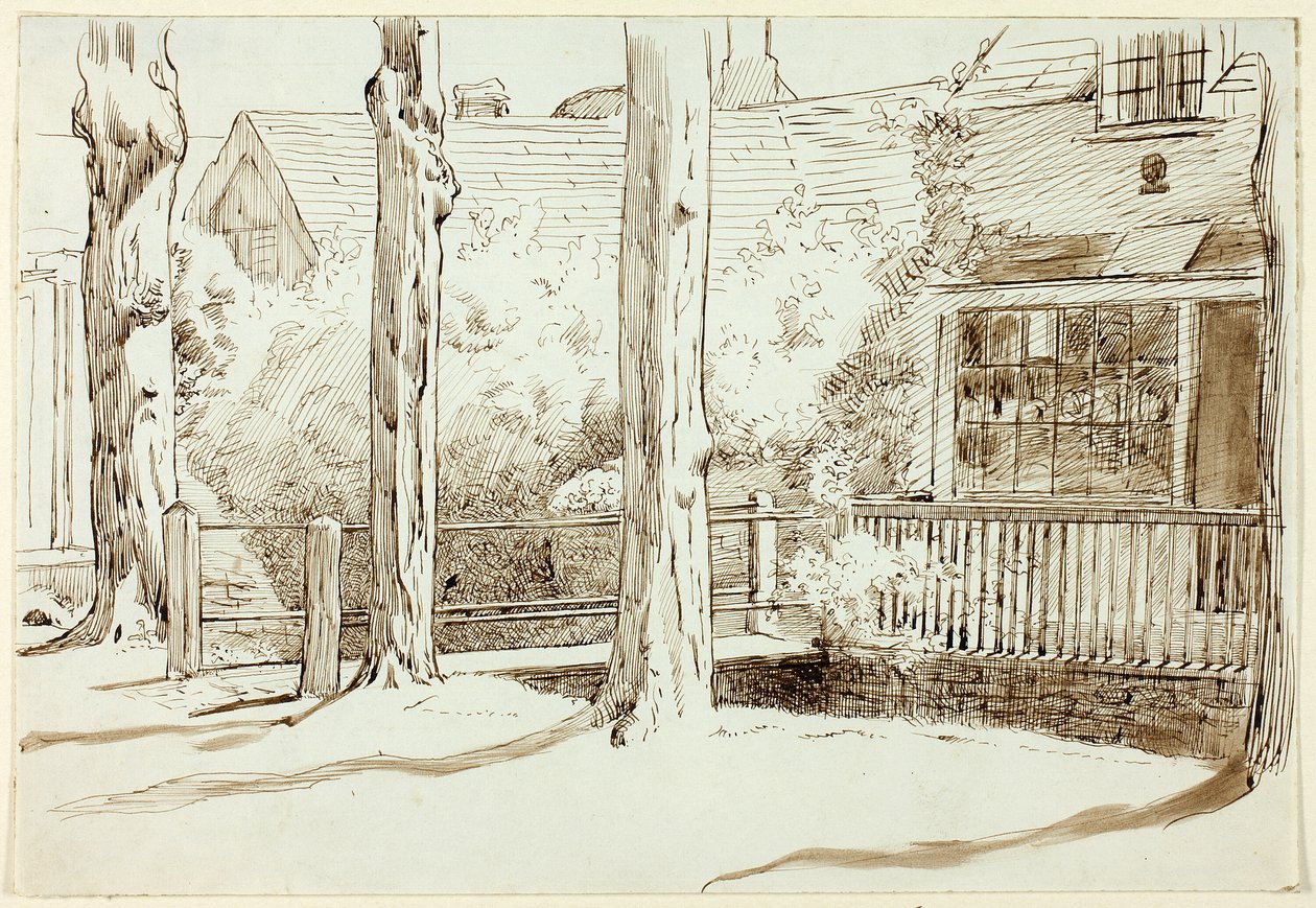 Huis en oude bomen door Henry Stacy Marks