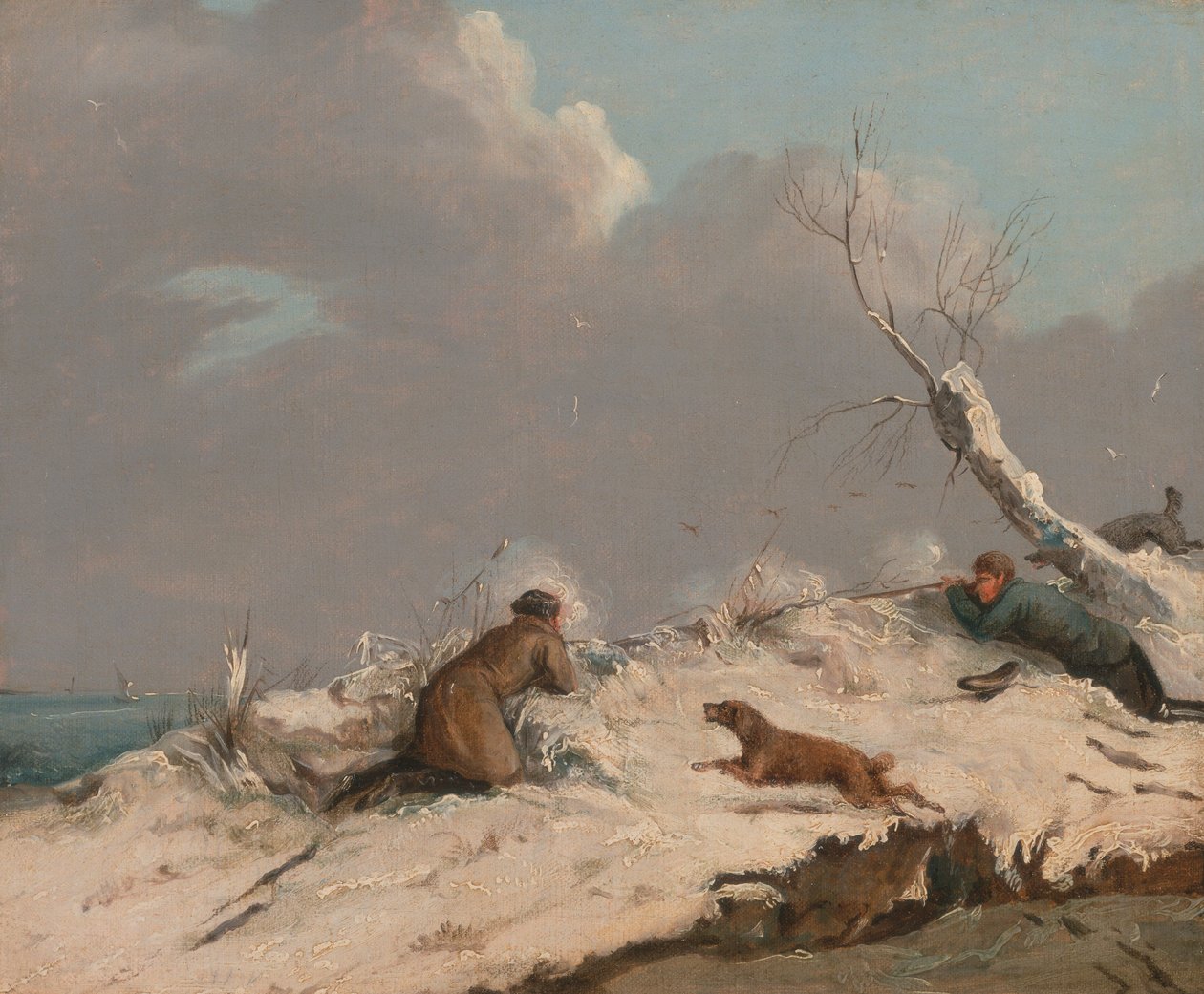 Eendenjacht in de winter door Henry Thomas Alken