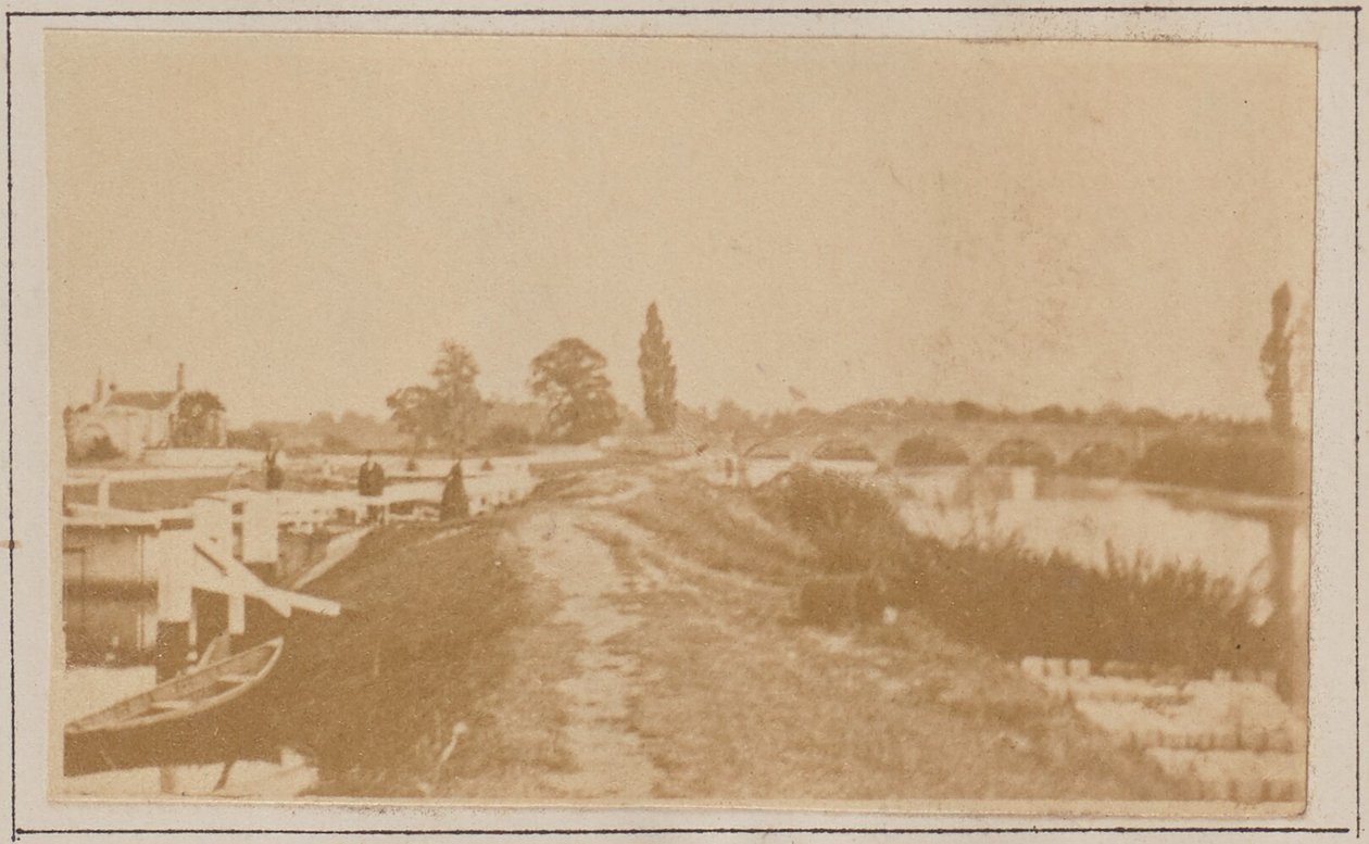 Sluis en brug Chertsey door Henry W. Taunt