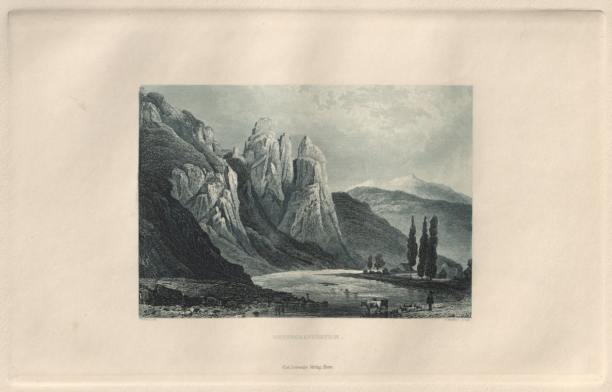 Das Malerische und Romantische Rheinland: Rheingrafenstein, 1928 door Henry Winkles