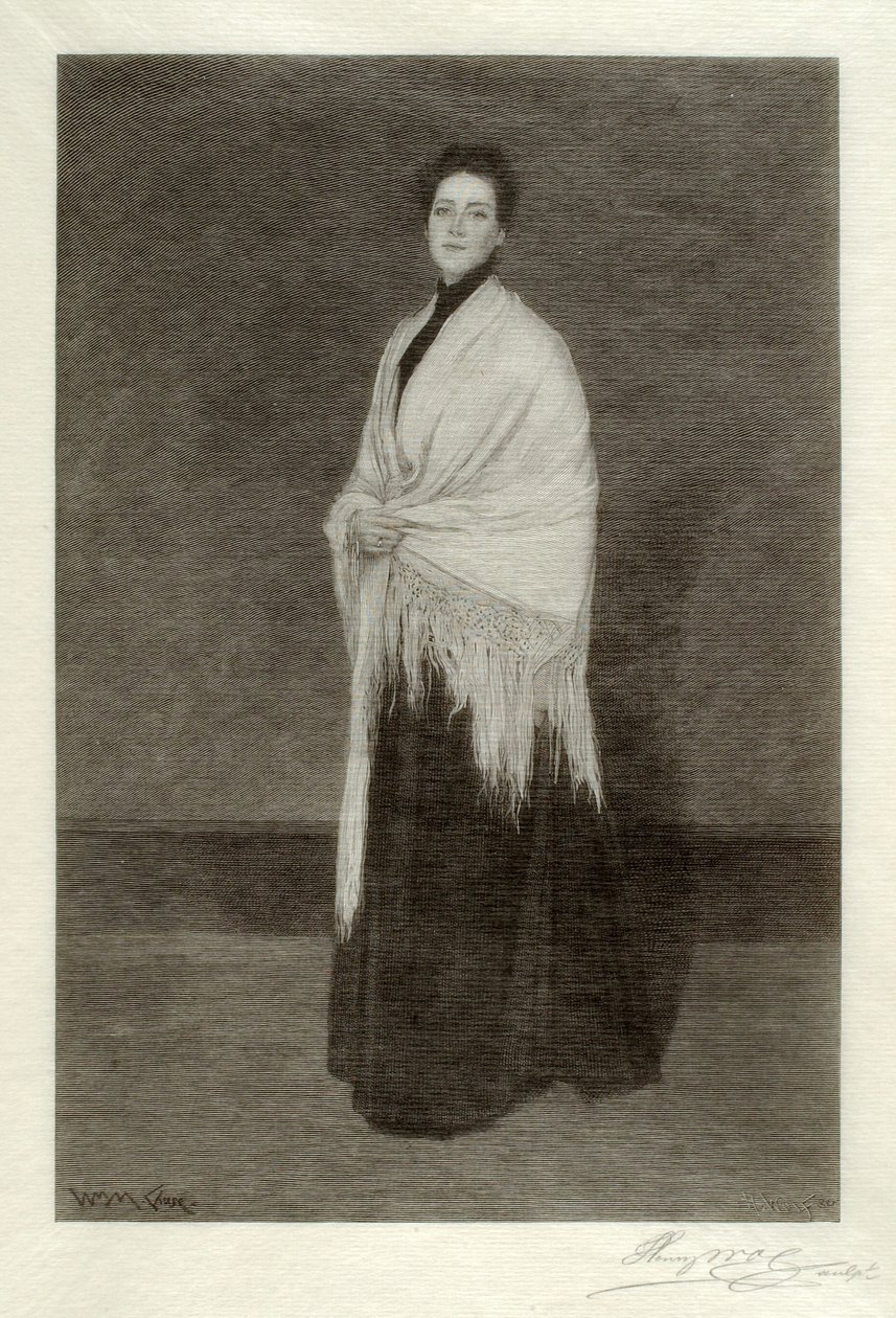 Dame met witte sjaal door Henry Wolf