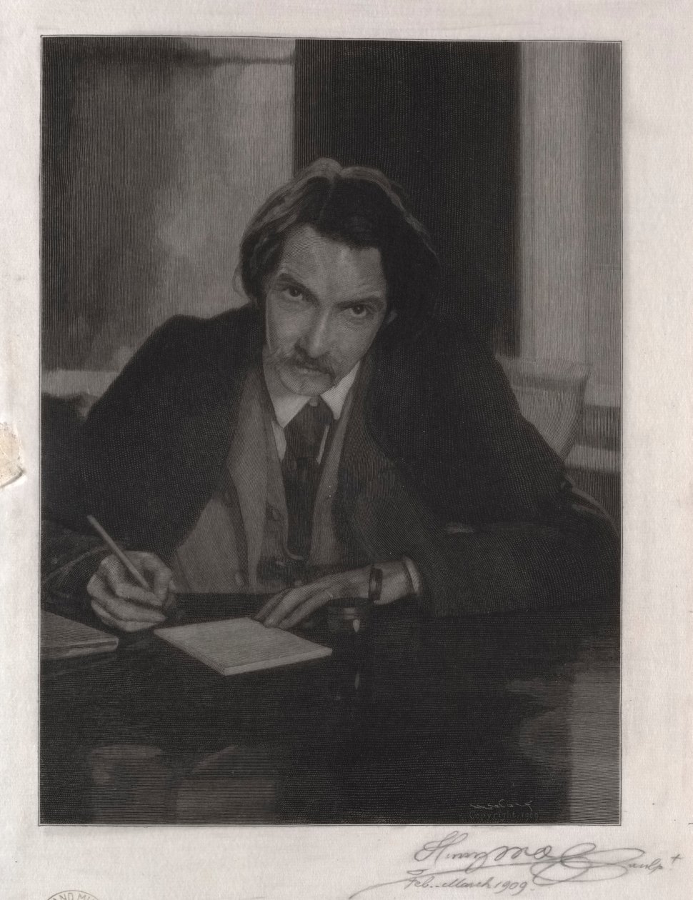 Robert Louis Stevenson, 1909 door Henry Wolf