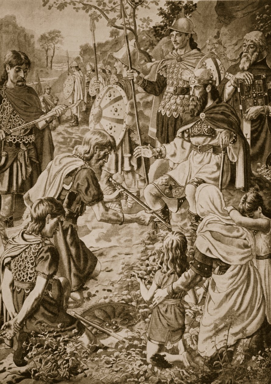 De onderwerping van Guthrum aan koning Alfred door Herbert Alfred Bone