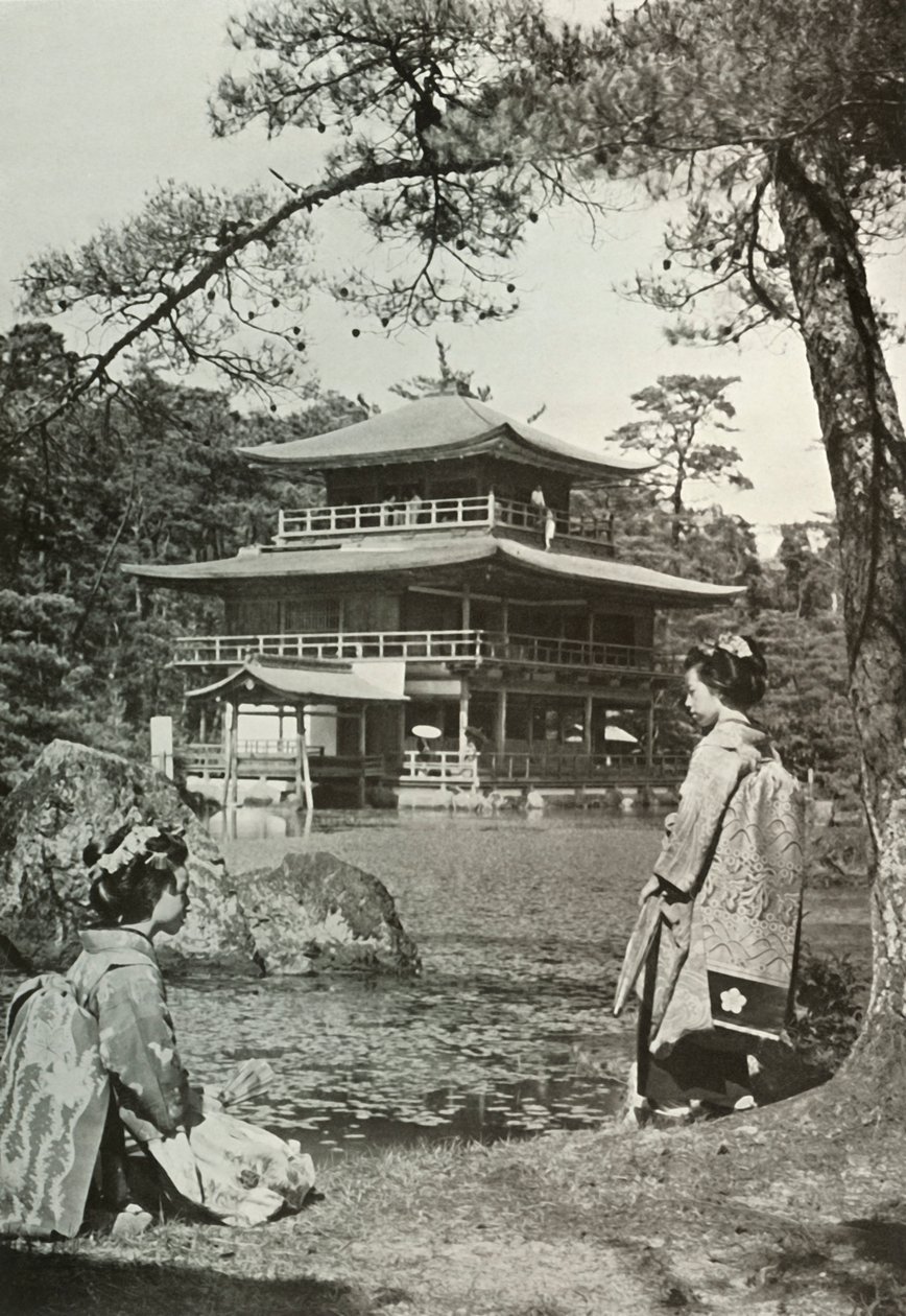 Kinkakuji Het Gouden Paviljoen, 1910 door Herbert Ponting