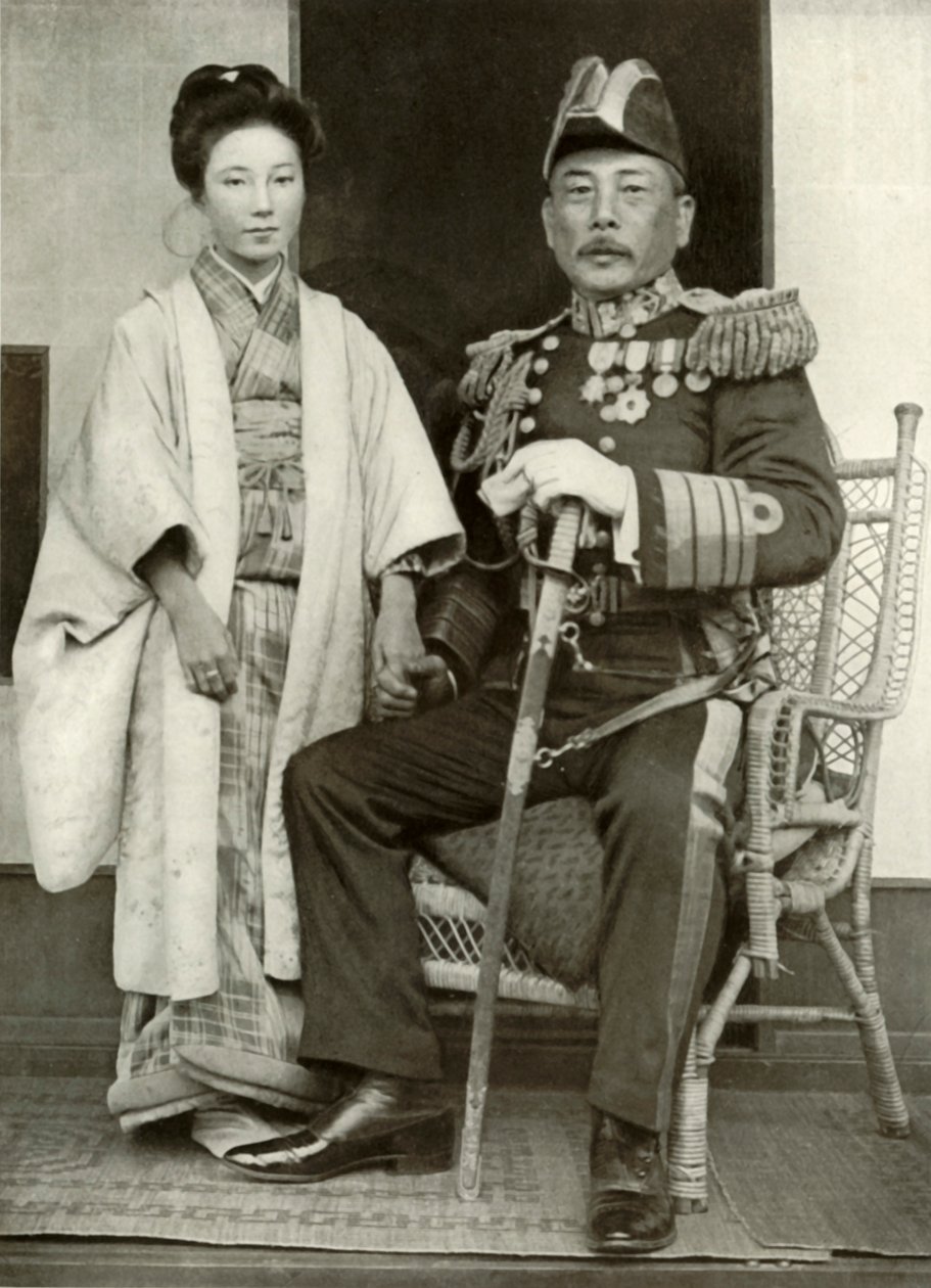 Vice-Admiraal Kamimura en Zijn Dochter Hoshiko door Herbert Ponting