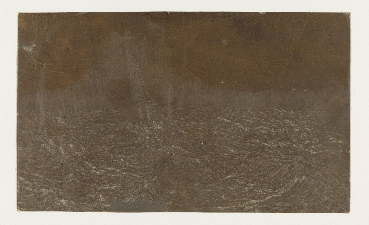 Schip in ruwe wateren door Hercules Segers