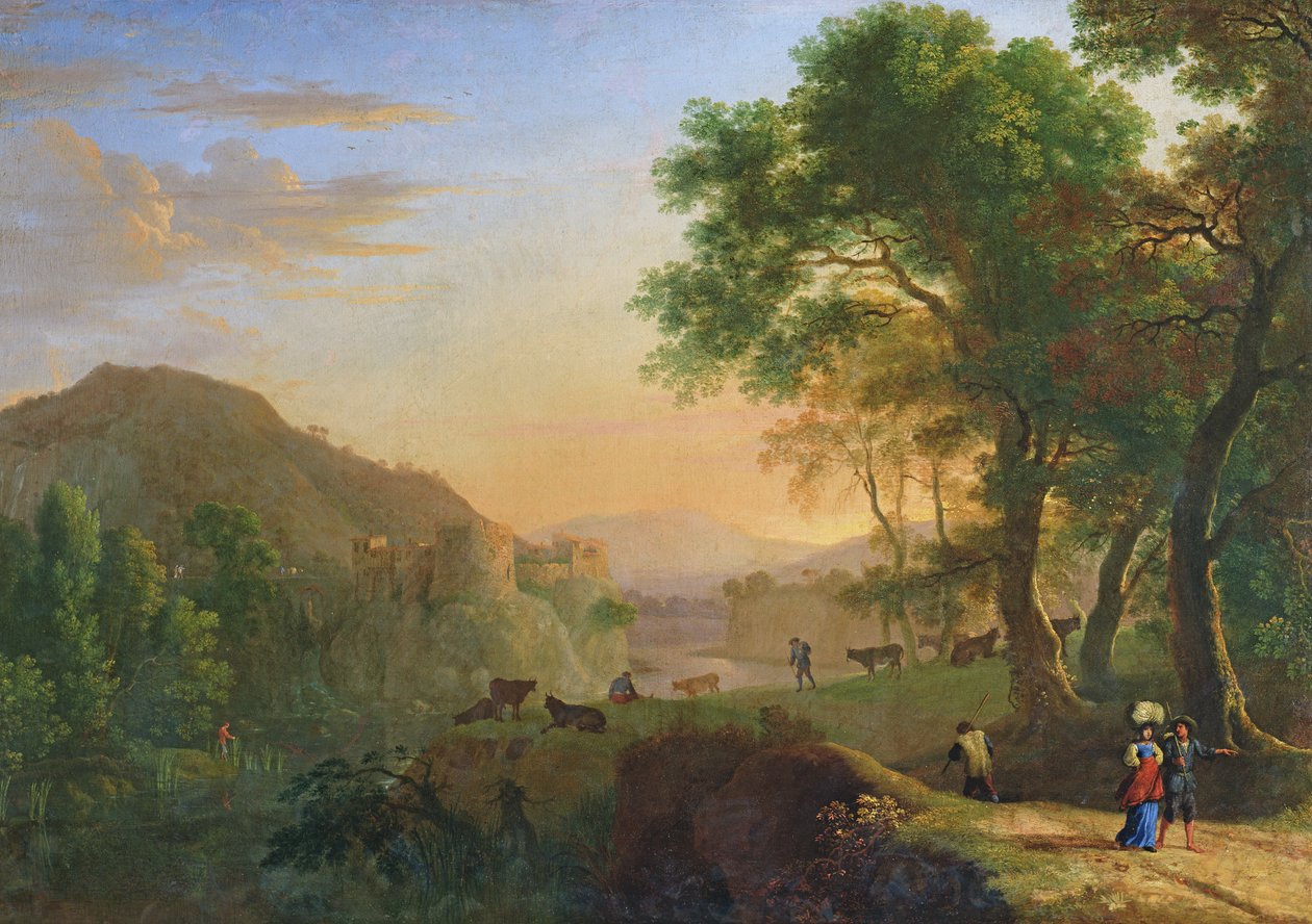 Ondergaande Zon, Italië door Herman van Swanevelt