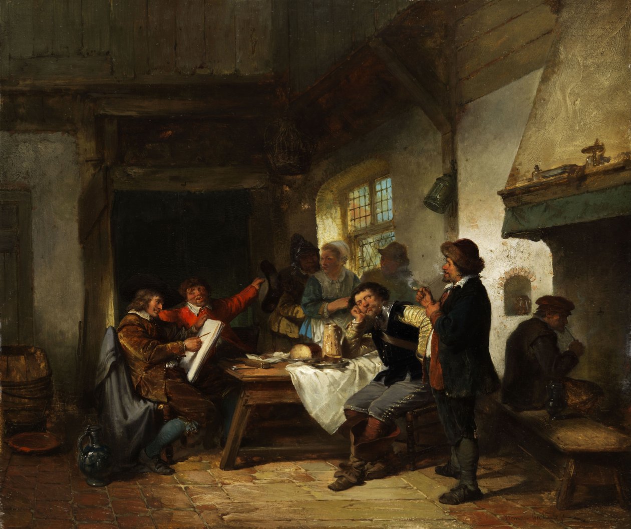 Schilder in een herberg door Herman Frederick Carel Ten Kate