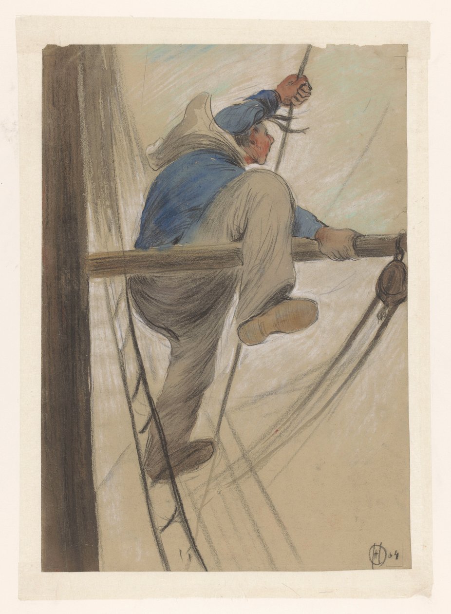 Matroos in het want door Herman Heijenbrock (signed by artist)