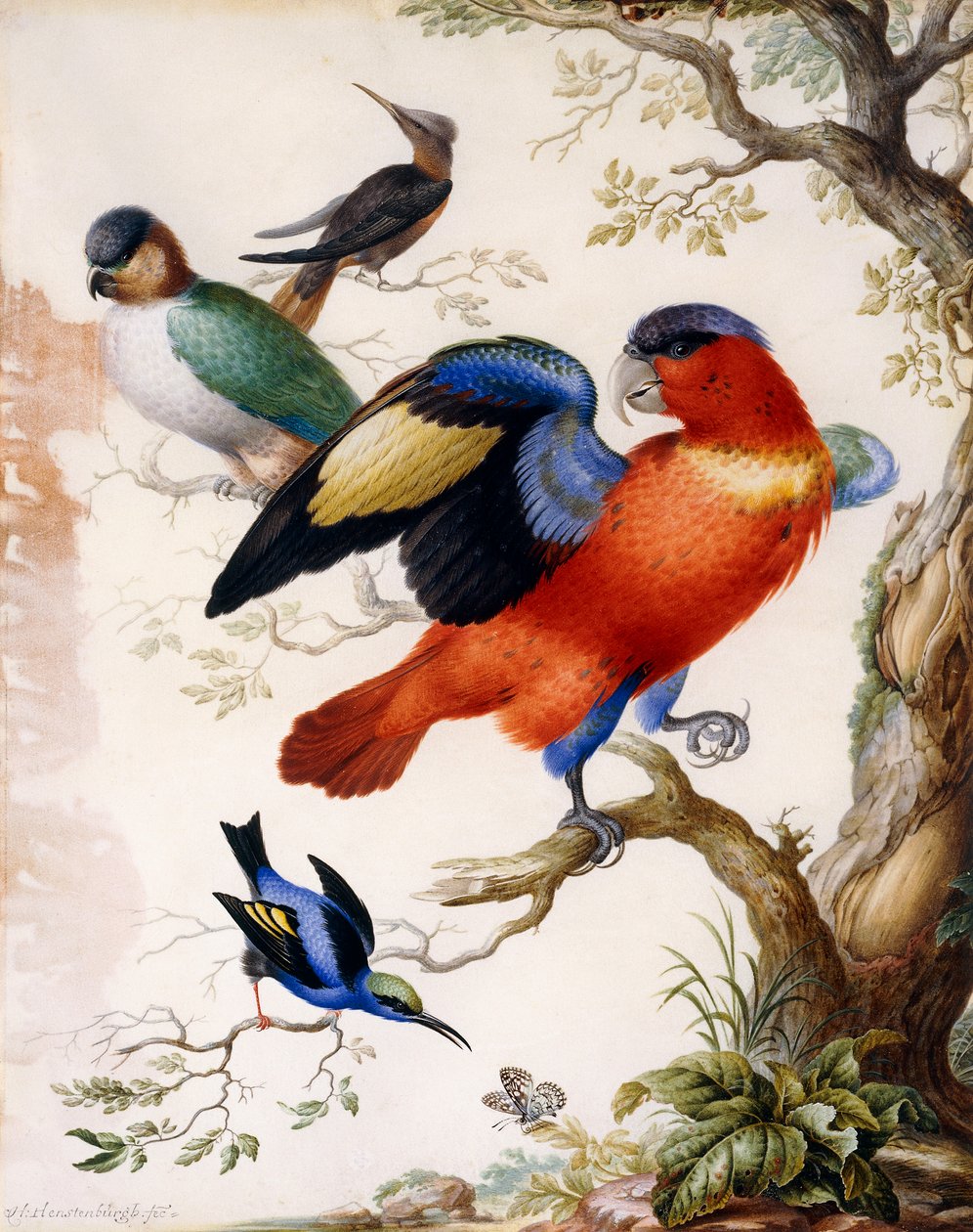 Vier vogels in hout door Herman Henstenburgh