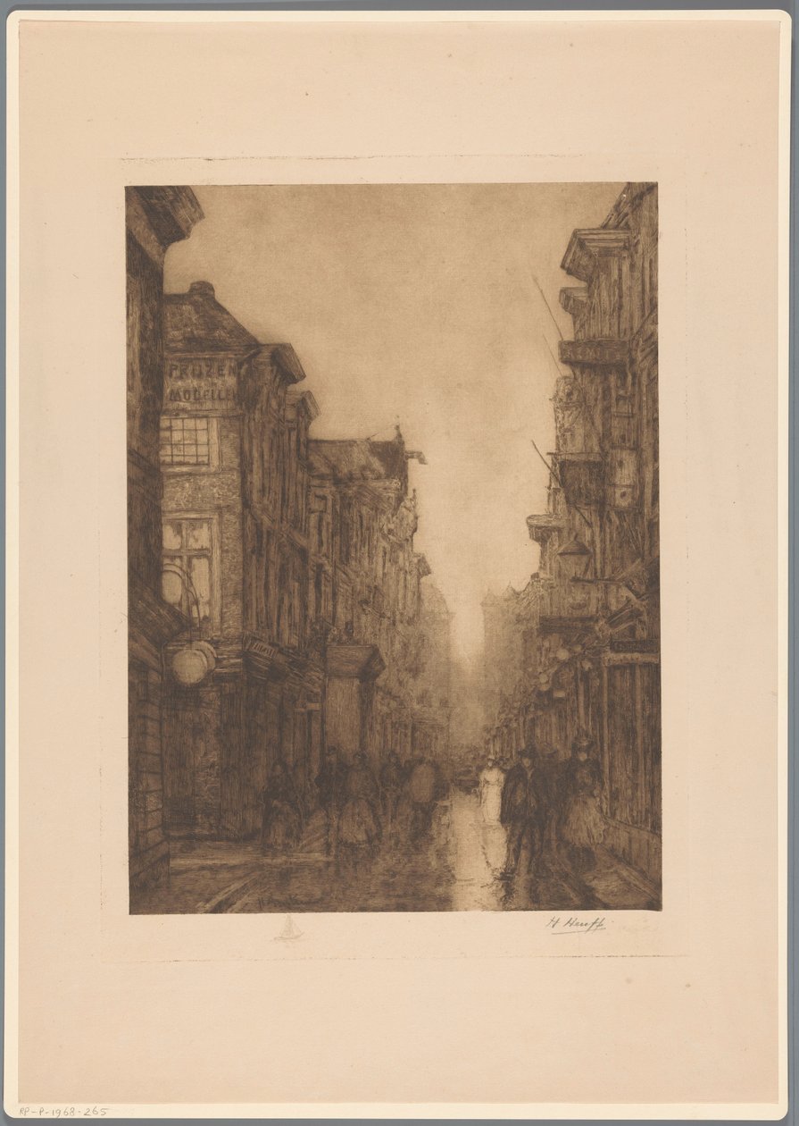 Spuistraat in Den Haag door Herman Heuff (signed by artist)
