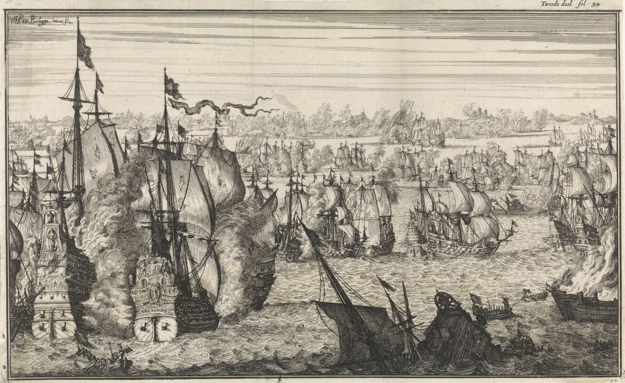 Zeeslag bij Duins, 1639 door Herman Padtbrugge