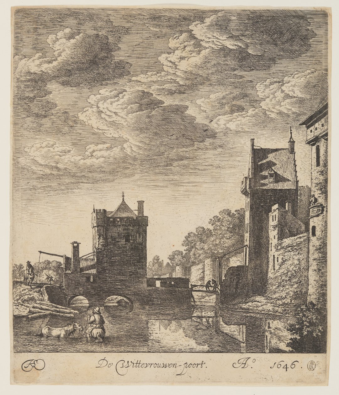 De Wittevrouwen-Poort in Utrecht door Herman Saftleven