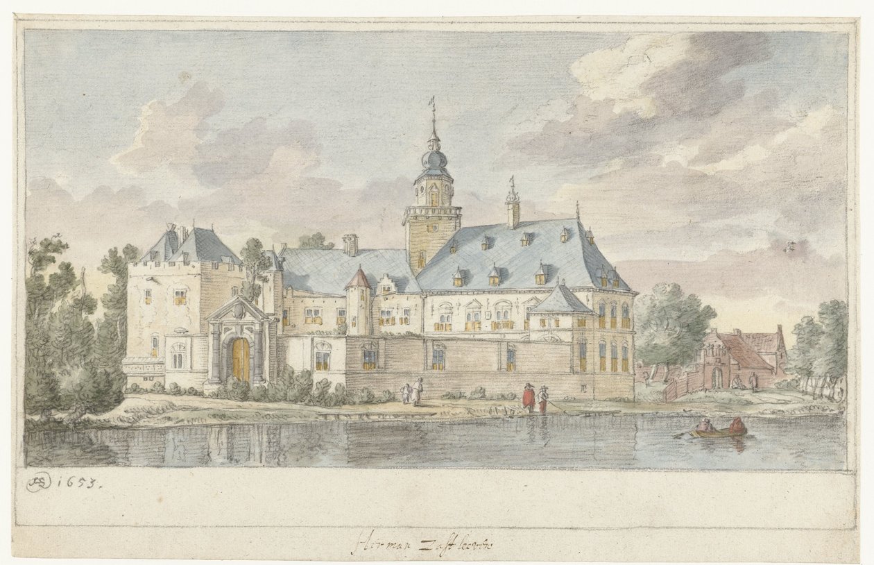 Gezicht op kasteel Nijenrode door Herman Saftleven