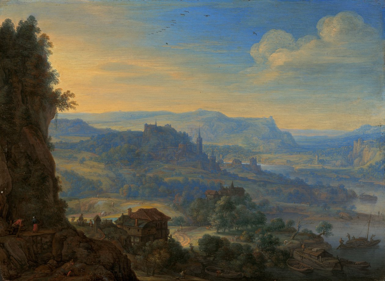 Imaginaire Rivierlandschap door Herman Saftleven