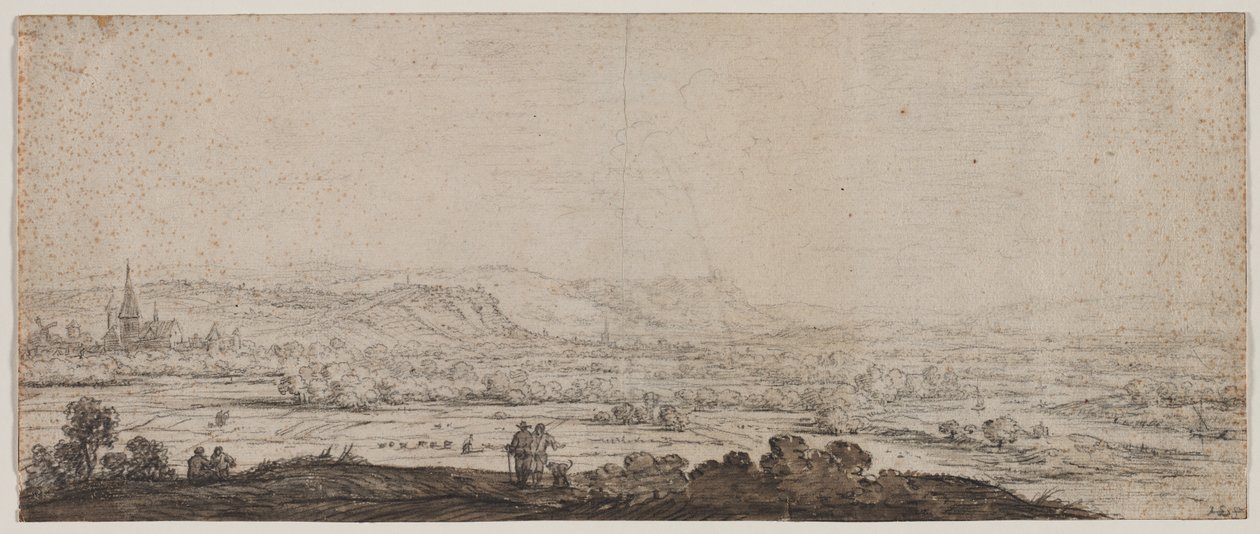 Landschap met het dorp Schenkenschanz, Gelderland door Herman Saftleven