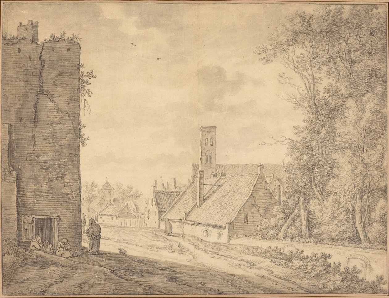 Dorp landschap door Herman Saftleven