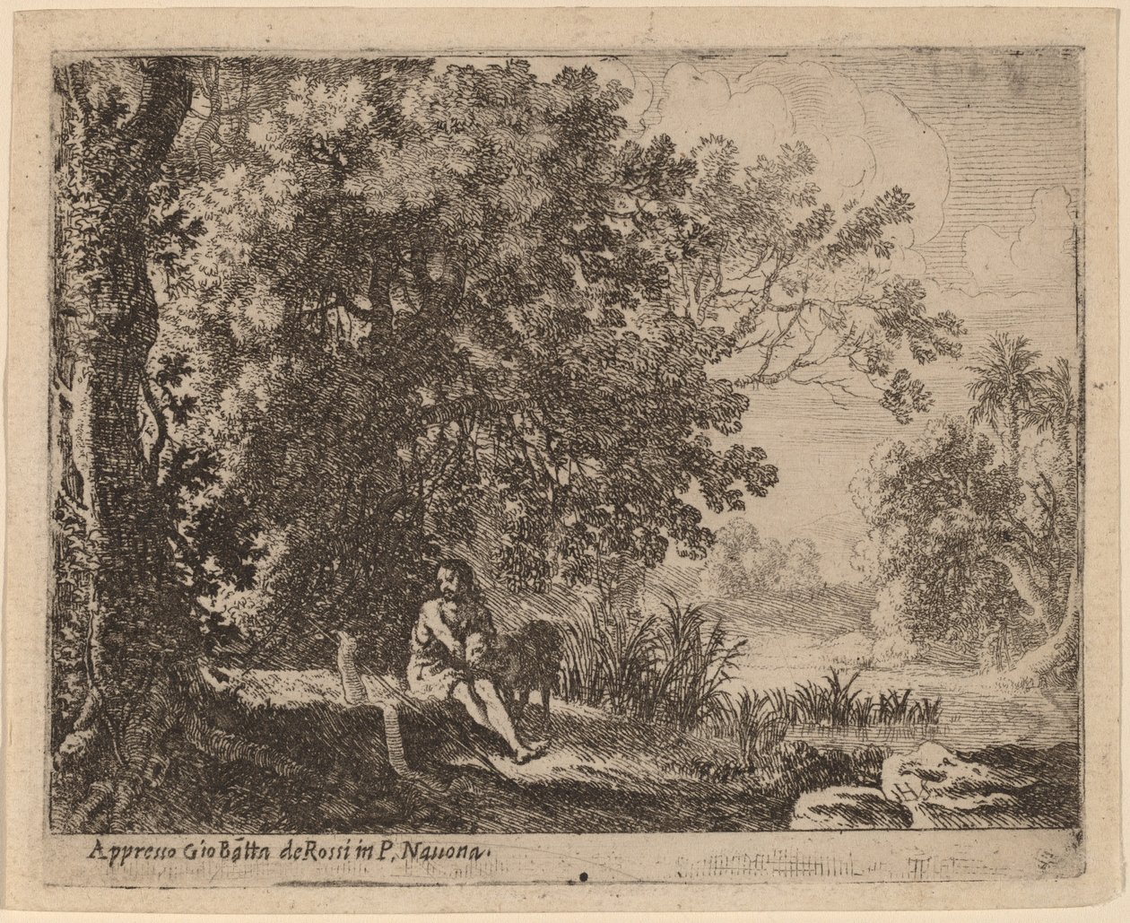 Johannes de Doper in de wildernis door Herman van Swanevelt