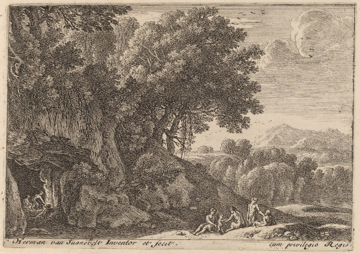 Satyrs rond een Vuur door Herman van Swanevelt