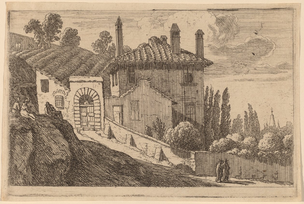Uitzicht op een Italiaanse Villa door Herman van Swanevelt