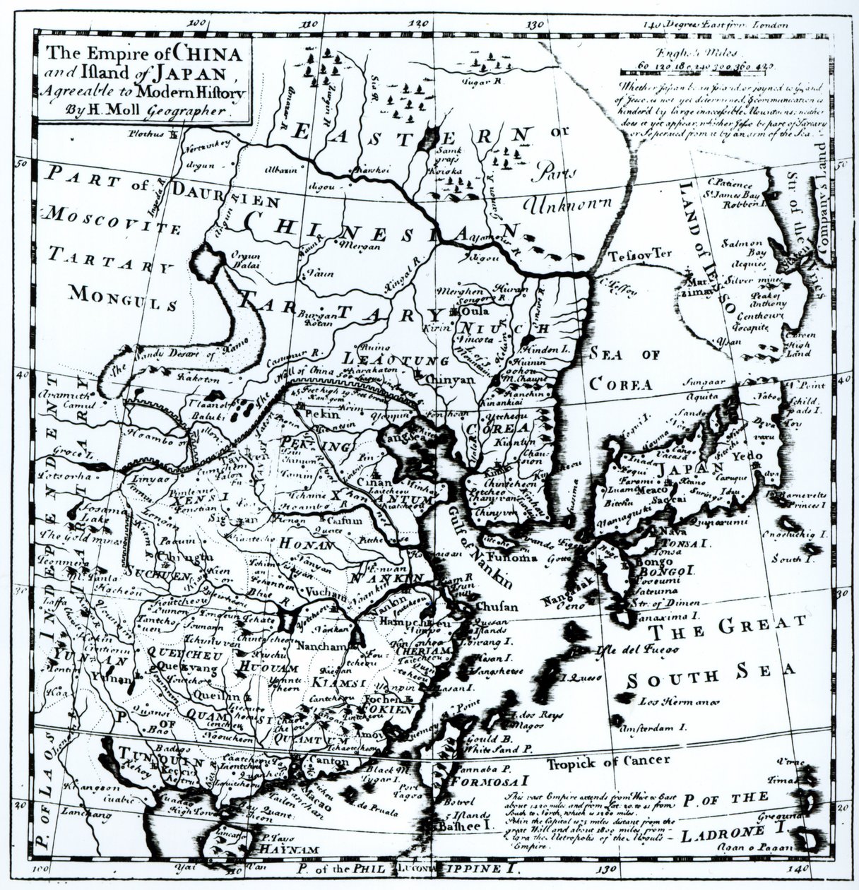 Het Rijk van China en Eiland Japan, gepubliceerd in Londen door Hermann Moll