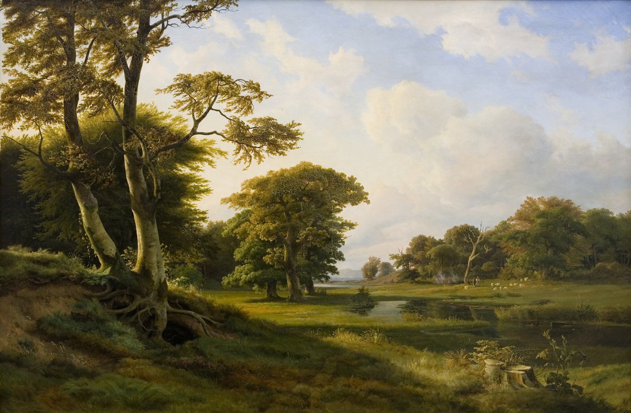 Boslandschap bij Hellebæk. Herfst door Hermann Carmiencke