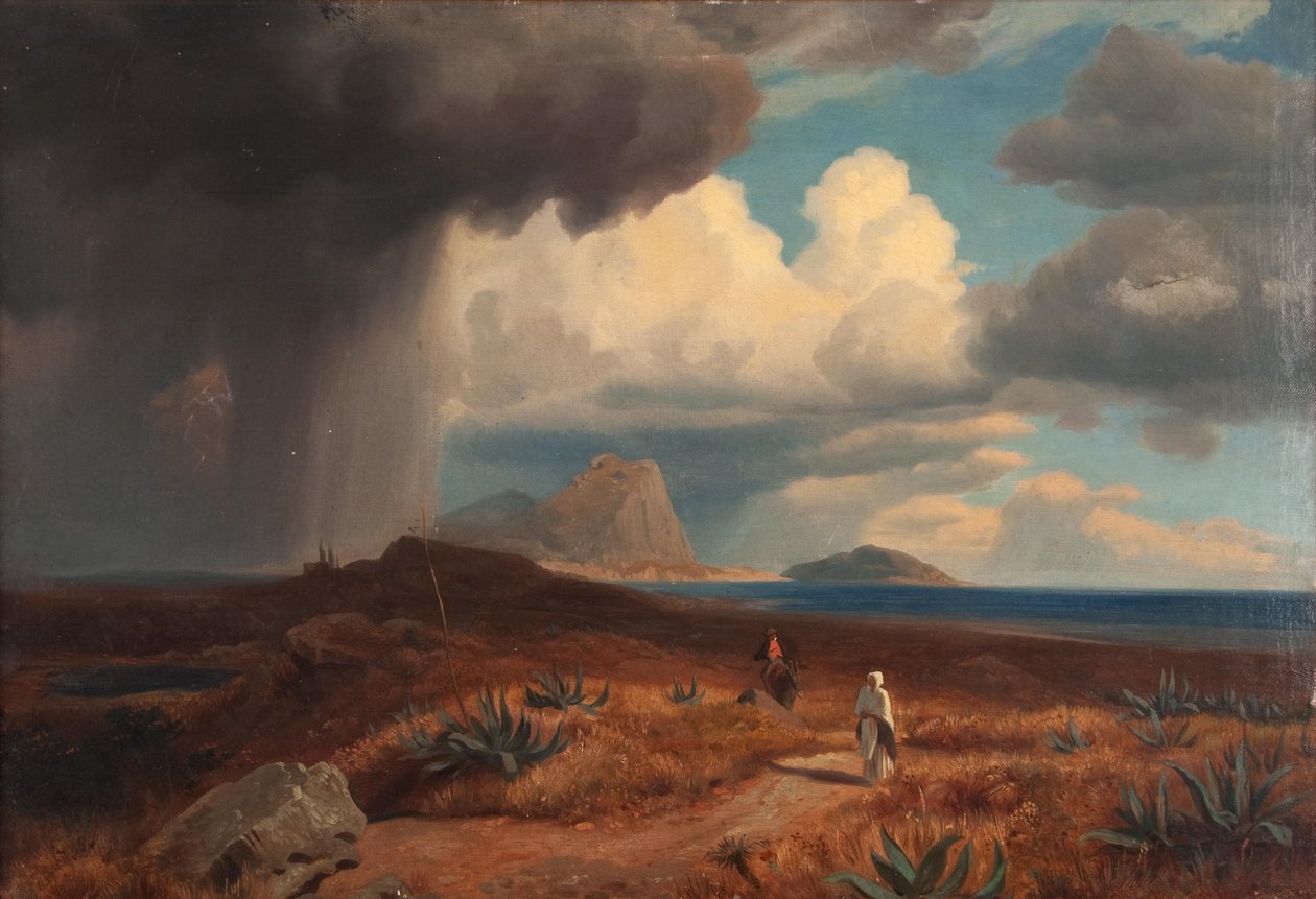 Wolkbreuk met agaven door Hermann Freiherr von Königsbrun