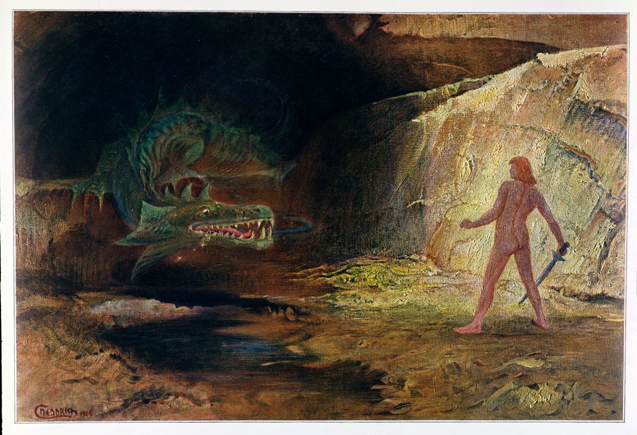 Siegfried en Fafner, 1906 door Hermann Hendrich