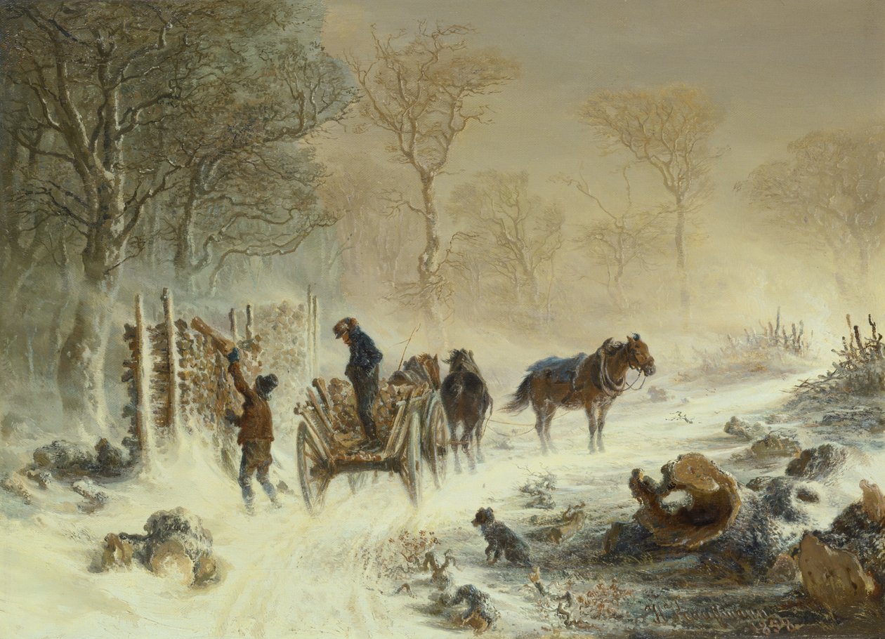 Hout Laden in de Sneeuw door Hermann Kauffmann