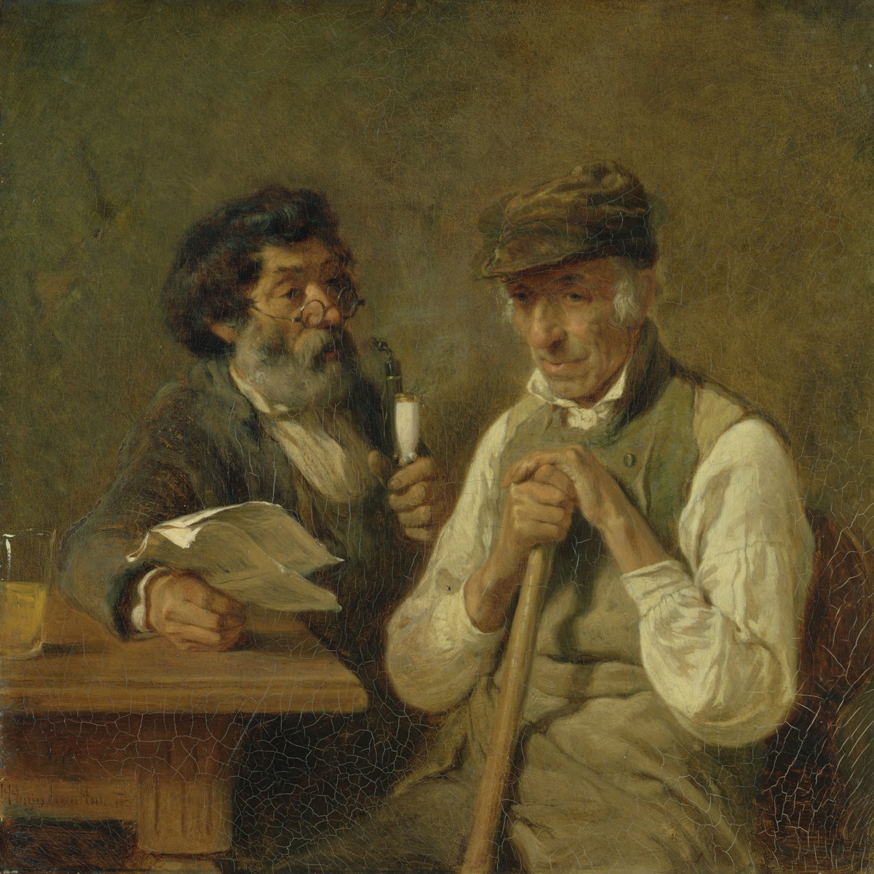 Arbeiders praten over politiek, 1841 door Hermann Kauffmann