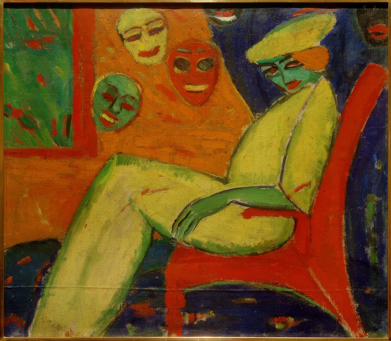 Dame met maskers door Hermann Stenner