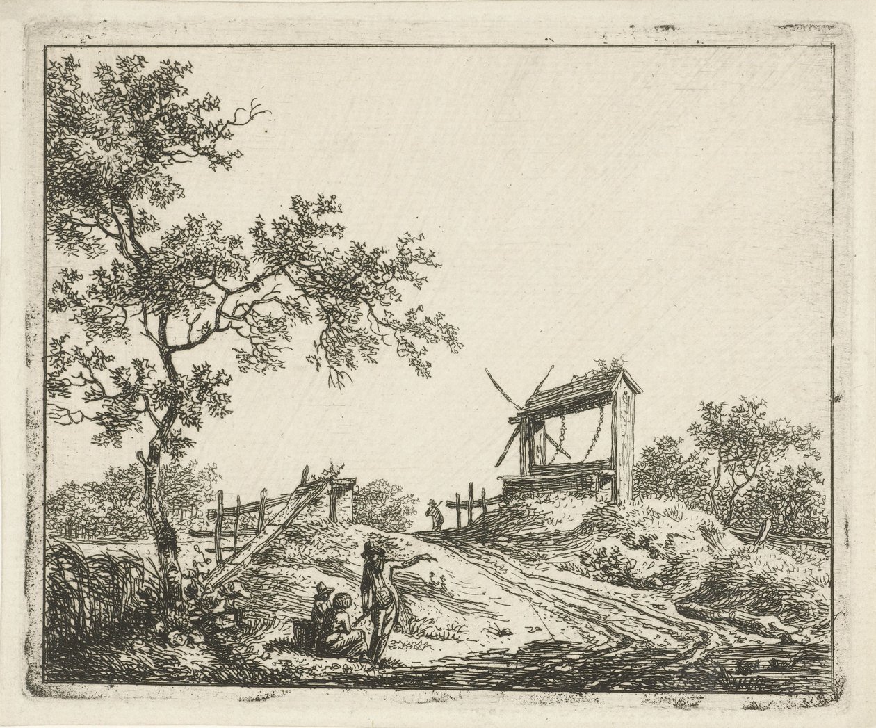 Landschap met waterput door Hermanus Fock