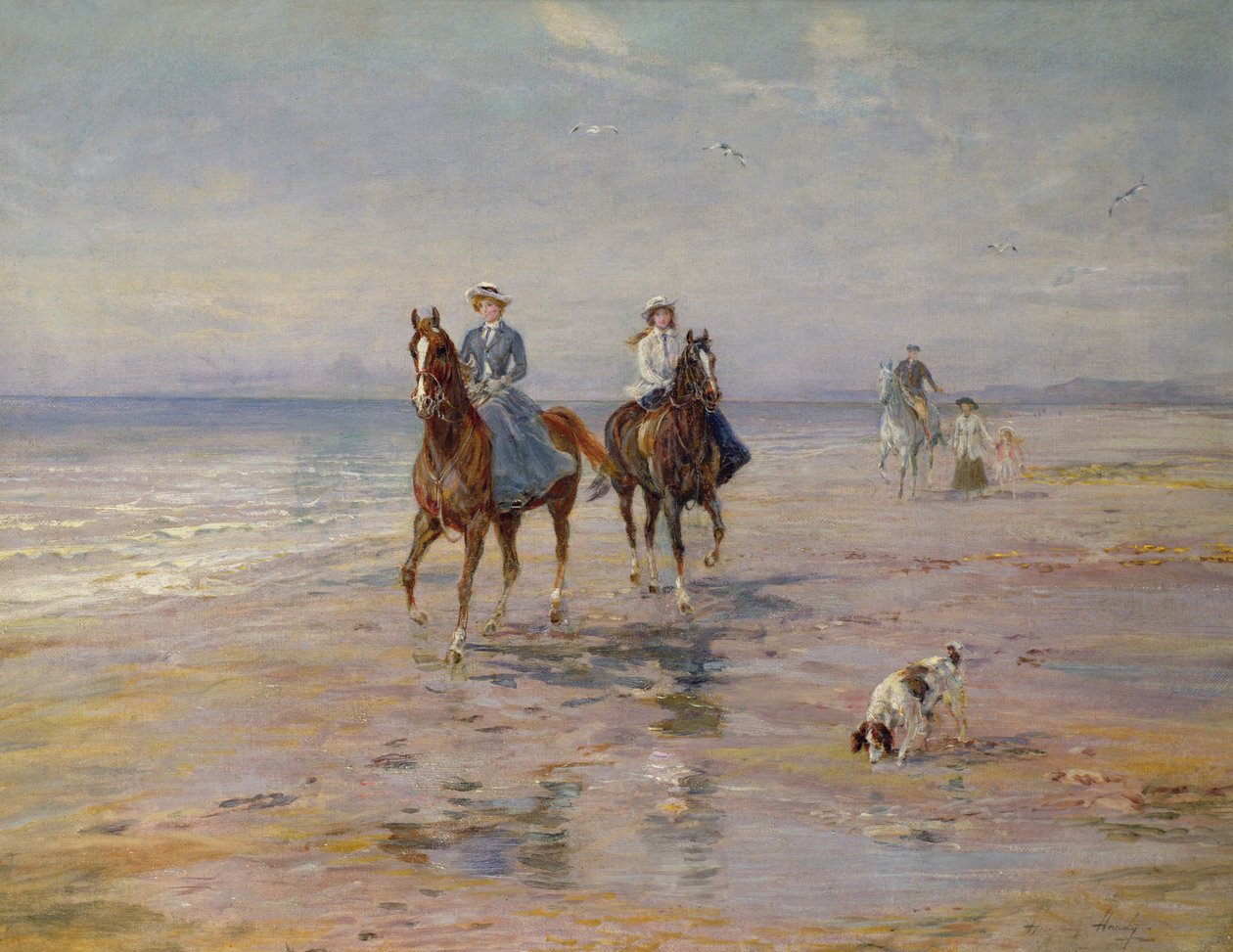 Een rit op het strand, Dublin door Heywood Hardy