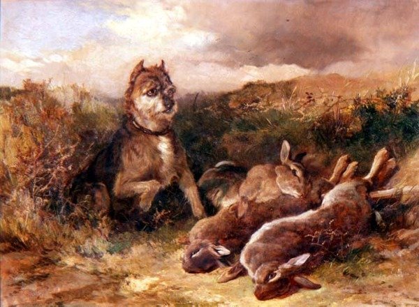 Een West Country Terrier met Wild door Heywood Hardy
