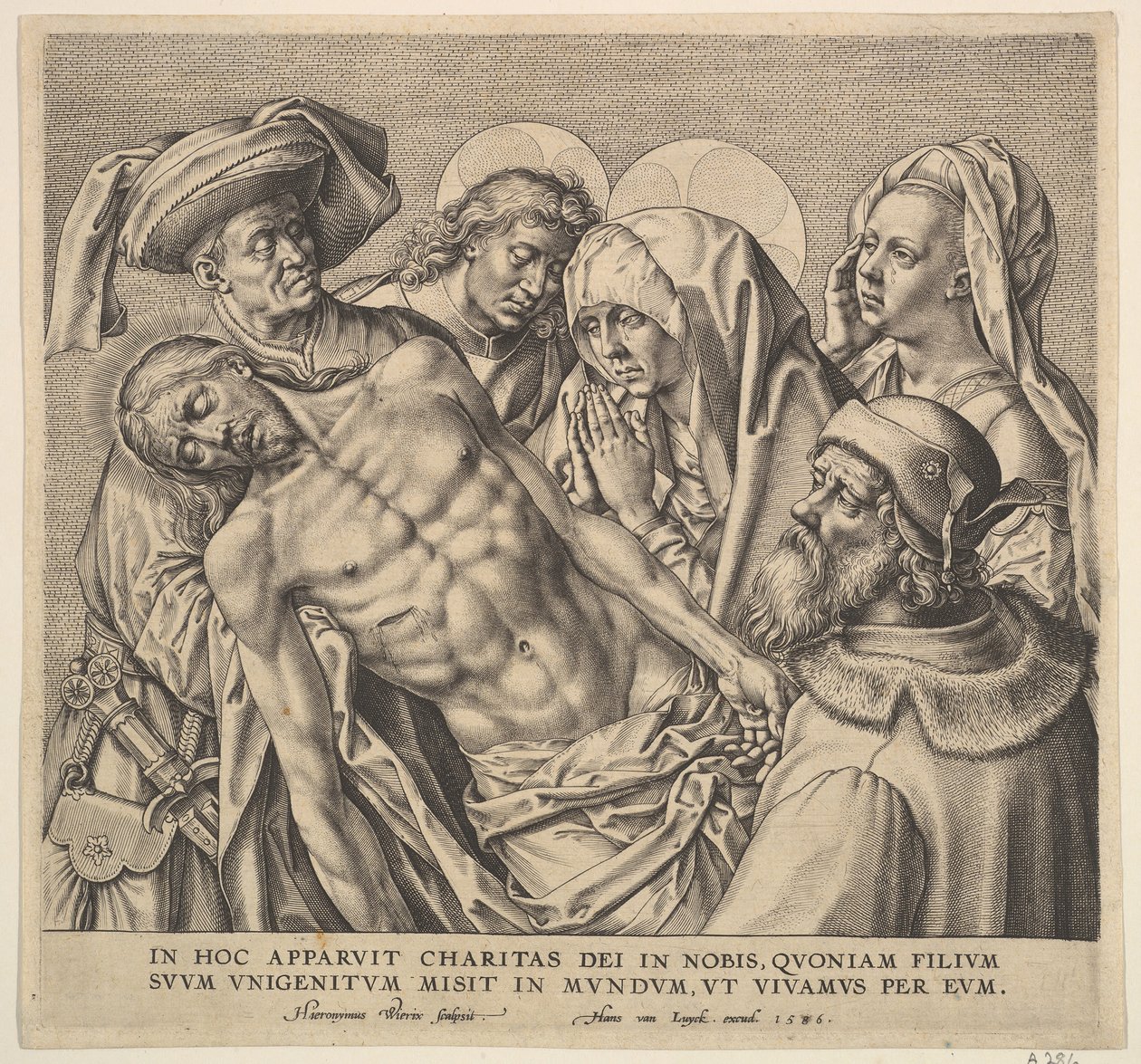 Het lichaam van Christus dragen door Hieronymous Wierix