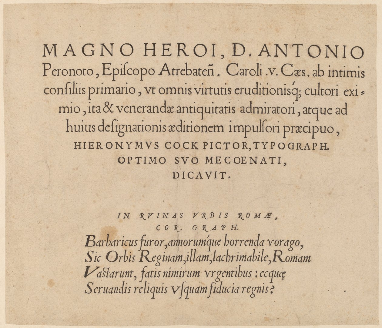 Opdrachtpagina door Hieronymus Cock