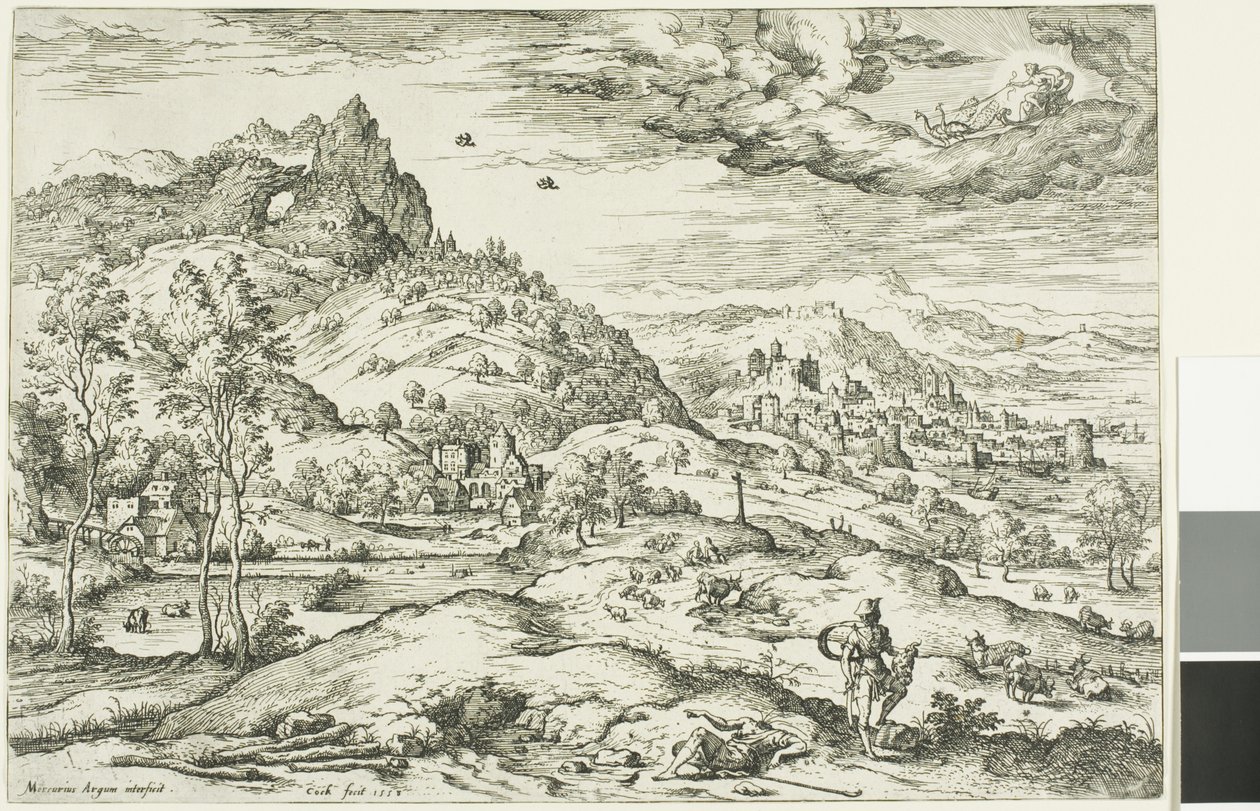 Mercurius met het hoofd van Argus door Hieronymus Cock